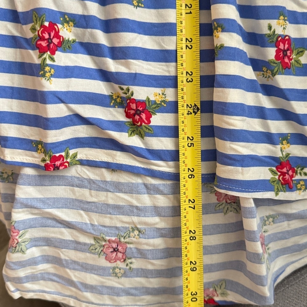 Matilda Jane Yellow & Blue Striped Dress with Red Floral Accents Size M - Picture 11 of 11